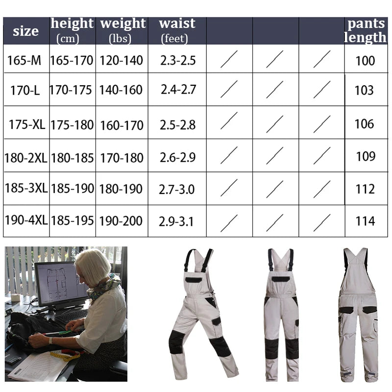 Men's Cargo Pocket Work Bib Overalls With Padded Knees