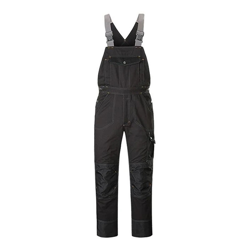 Men's Cargo Pocket Work Bib Overalls With Padded Knees