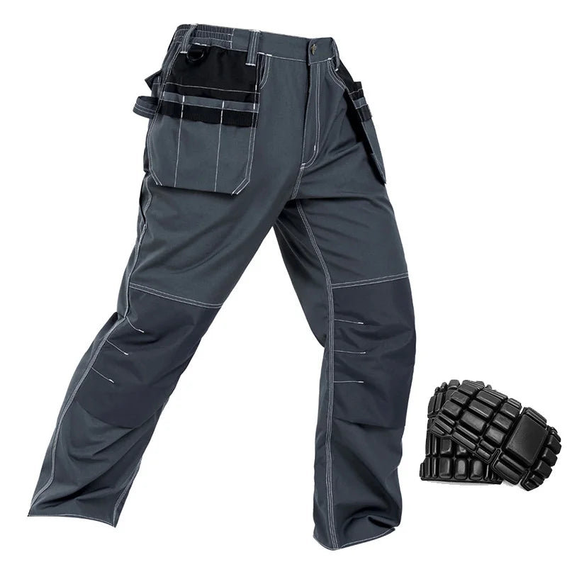 Men's Black Layered Knee Work Pants With Knee Pads