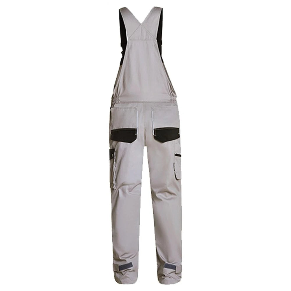 Men's Cargo Pocket Work Bib Overalls With Padded Knees