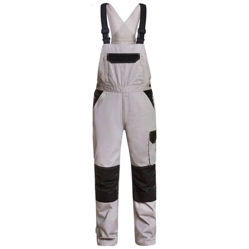 Men's Cargo Pocket Work Bib Overalls With Padded Knees