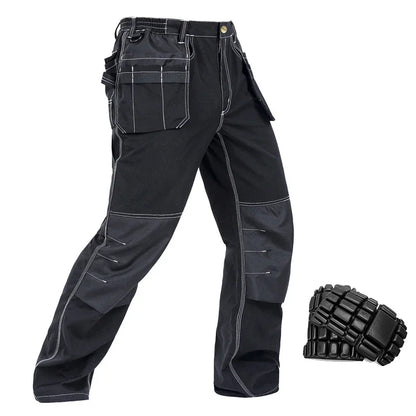 Men's Black Layered Knee Work Pants With Knee Pads