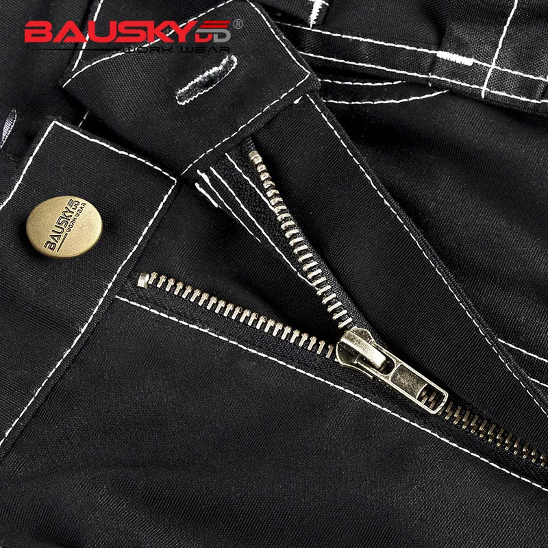 Men's Black Layered Knee Work Pants With Knee Pads