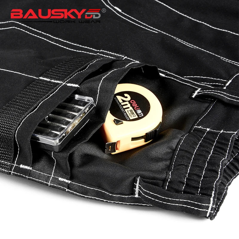 Men's Black Layered Knee Work Pants With Knee Pads