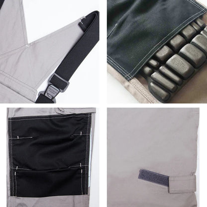 Men's Cargo Pocket Work Bib Overalls With Padded Knees