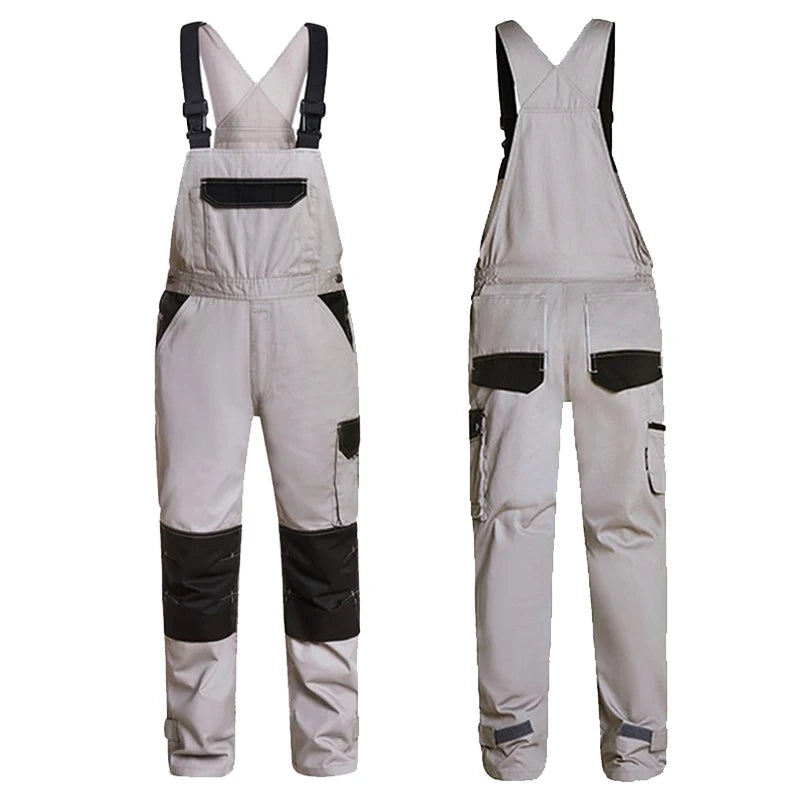 Men's Cargo Pocket Work Bib Overalls With Padded Knees