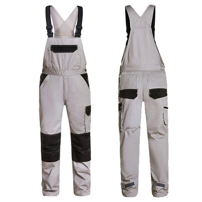 Men's Cargo Pocket Work Bib Overalls With Padded Knees