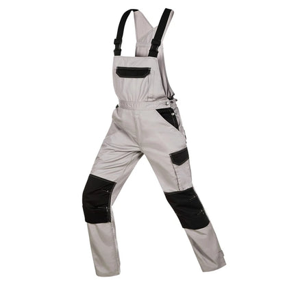 Men's Cargo Pocket Work Bib Overalls With Padded Knees